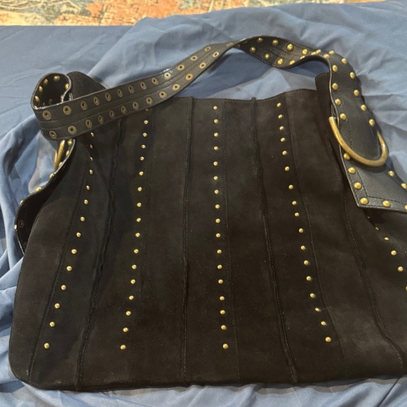 Steve Madden Black Shoulder Bag with Gold Studs - Picture 1 of 3